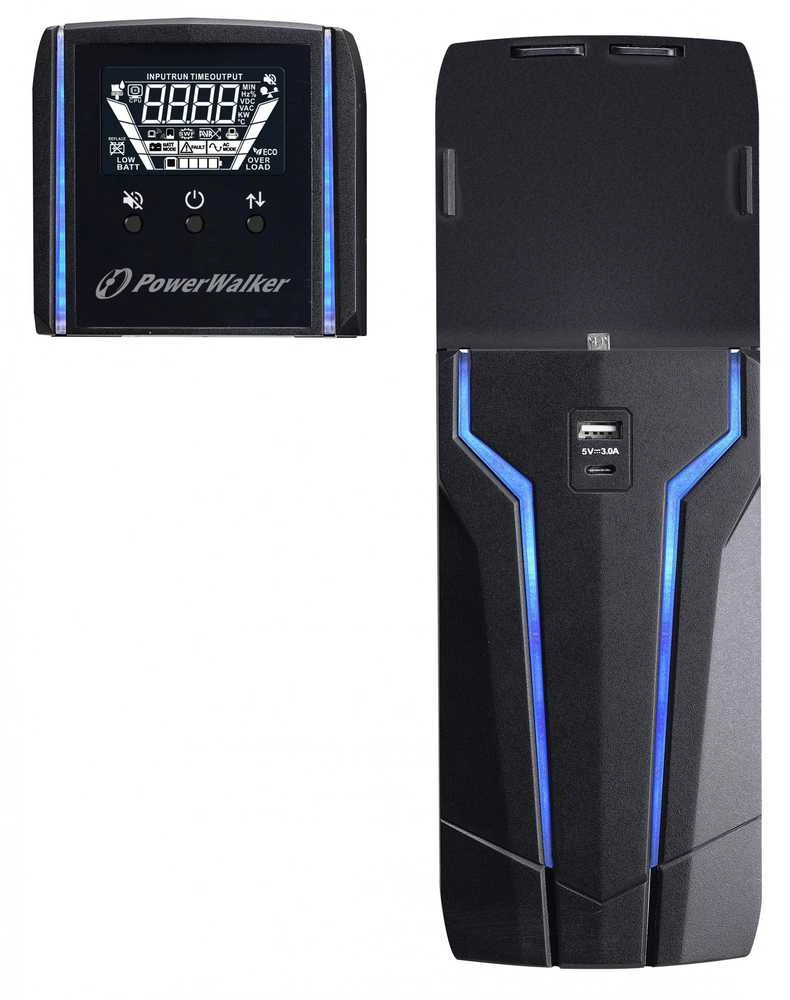 Power Walker UPS žaidimams POWERWALKER VI 1500 GXB IEC LINE-INTERACTIVE 1500VA 8X IEC C13 LCD 2X Įkroviklis RGB