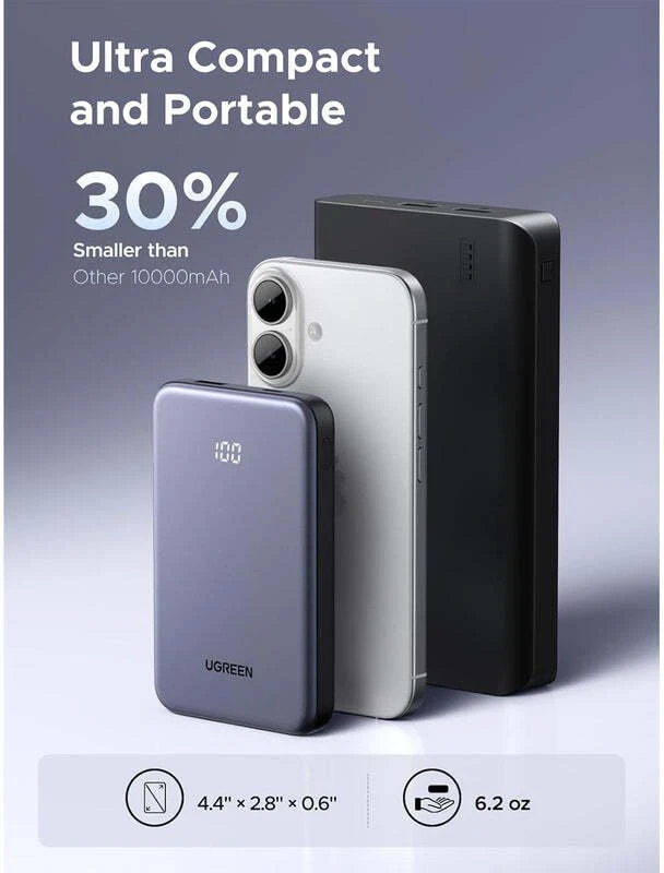 Ugreen PB507 10000 mAh USB-C PD 20W pilka