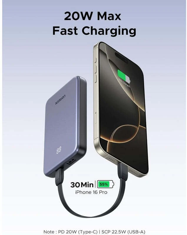 Ugreen PB507 10000 mAh USB-C PD 20W pilka
