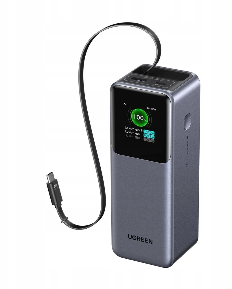 Nešiojama baterija UGREEN Nexode Power Bank, 165W, 20,000 mAh, su įtraukiamu kabeliu