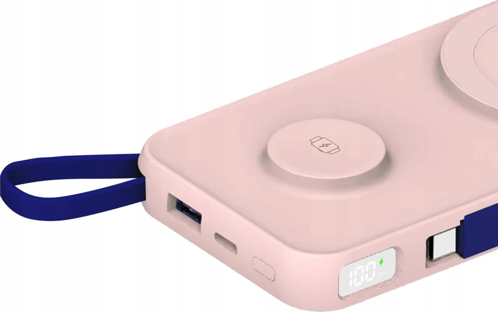 3MK Powerbank PastelUp 10,000mAh 22.5Wz Magsafe +charging Apple Watch rožinės spalvos