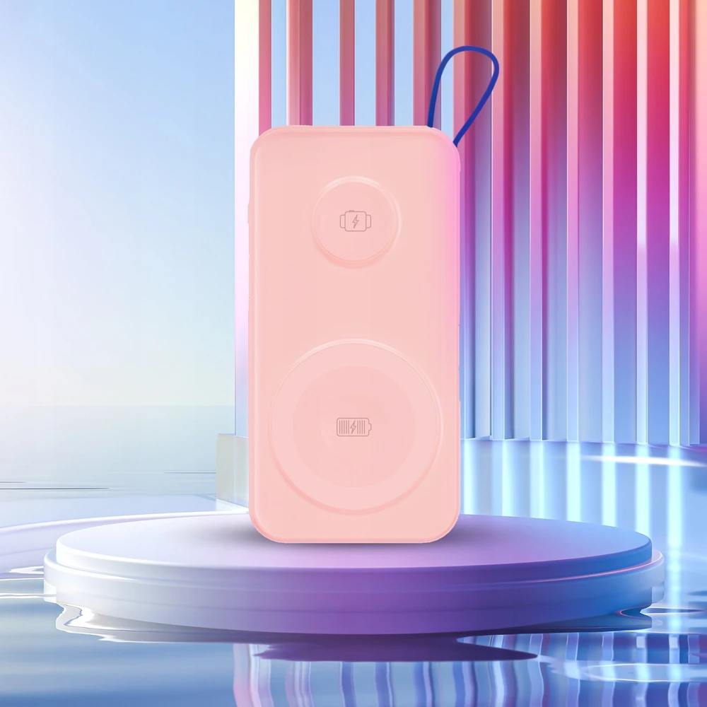 3MK Powerbank PastelUp 10,000mAh 22.5Wz Magsafe +charging Apple Watch rožinės spalvos