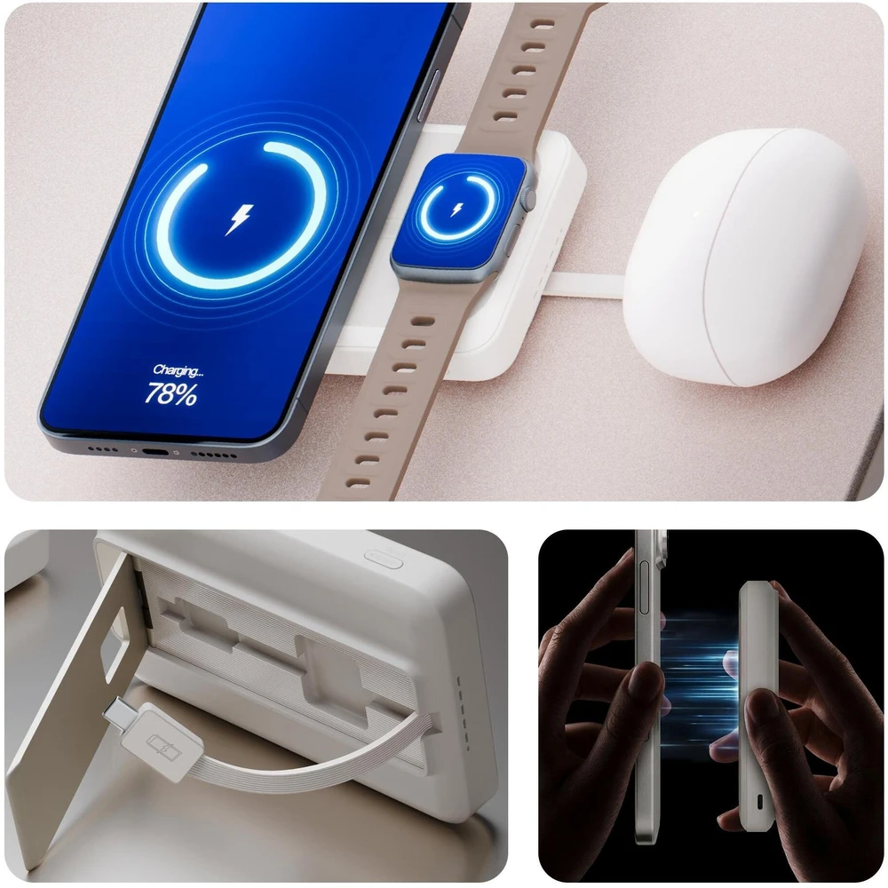 3mk SafeCell MagSafe 10000 mAh USB-C PD 22.5W smėlio spalva