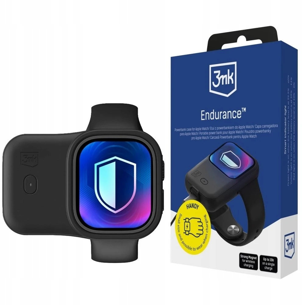 3MK Endurance nešiojamas dėklas Apple Watch 44mm/45mm 2,5W 1200mAh USB-C, juodas