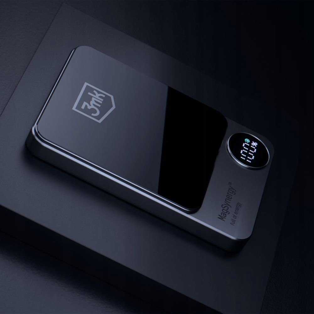 Powerbank 3mk MagSynergy su MagSafe 5000mAh 18W - juodos spalvos