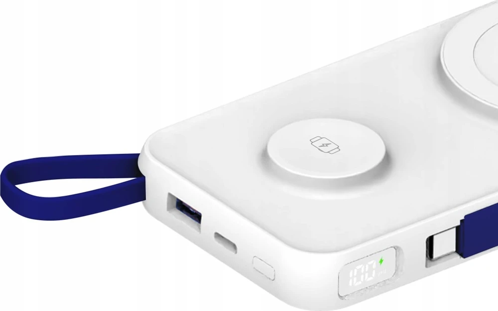 3MK Powerbank PastelUp 10,000mAh 22.5Wsu MagSafe + įkrovimas Apple Watch balta