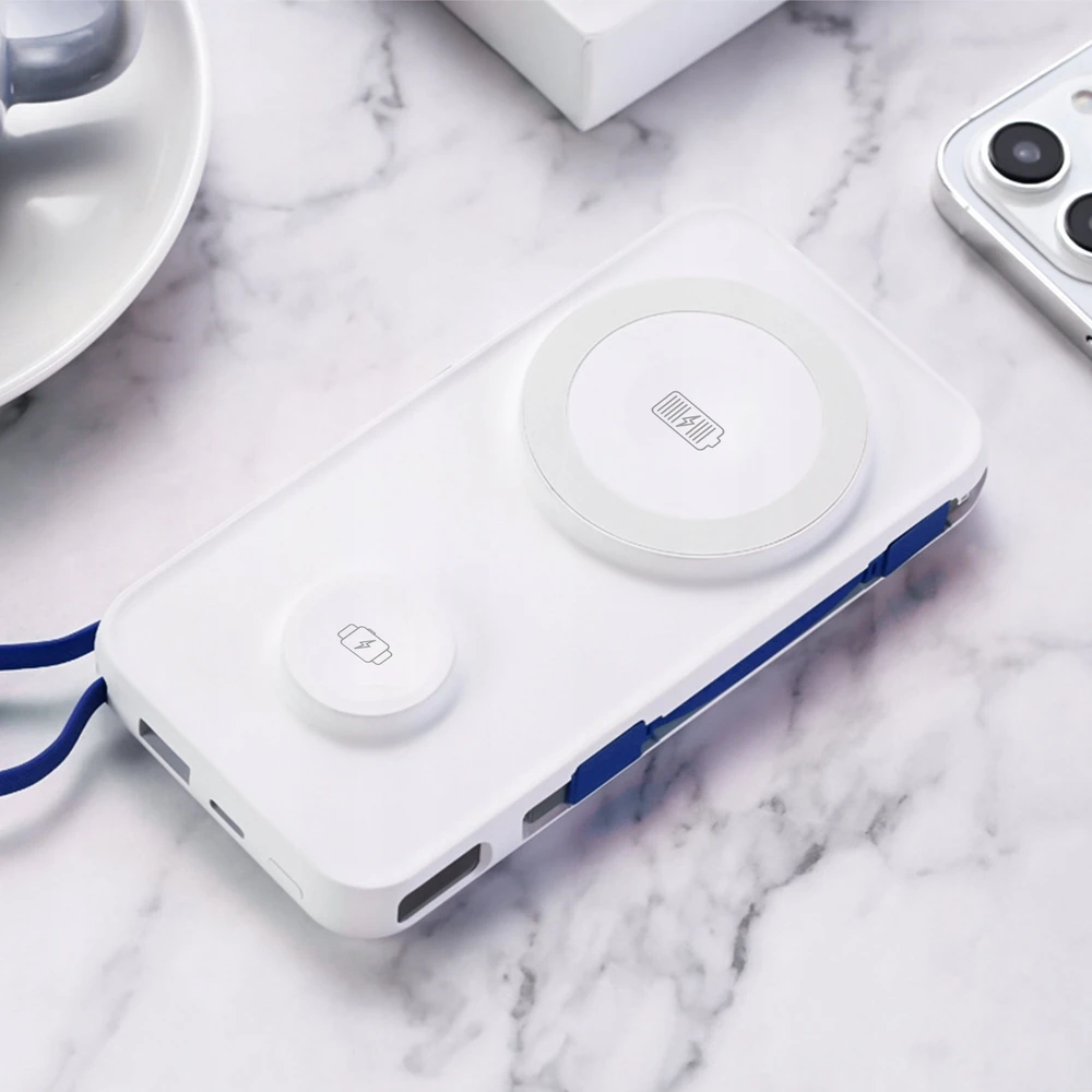 3MK Powerbank PastelUp 10,000mAh 22.5Wsu MagSafe + įkrovimas Apple Watch balta