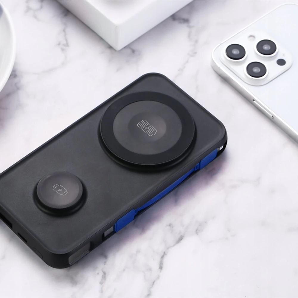 3MK „PastelUp“ išorinė baterija, 10 000 mAh, 22,5 W, su „Magsafe“ ir įkrovimu, Apple Watch, juodos spalvos