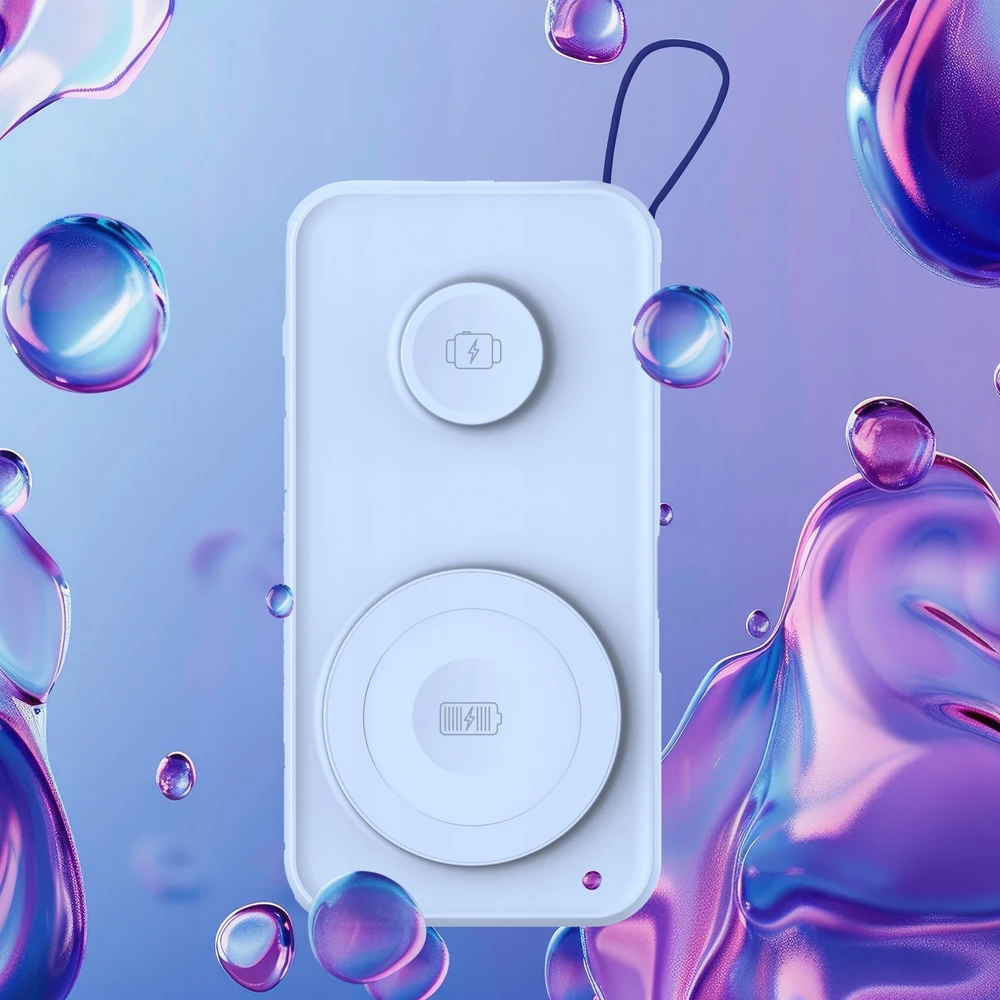 3MK Powerbank PastelUp 10,000mAh 22.5Wz Magsafe + įkrovimas Apple Watch mėlynos spalvos