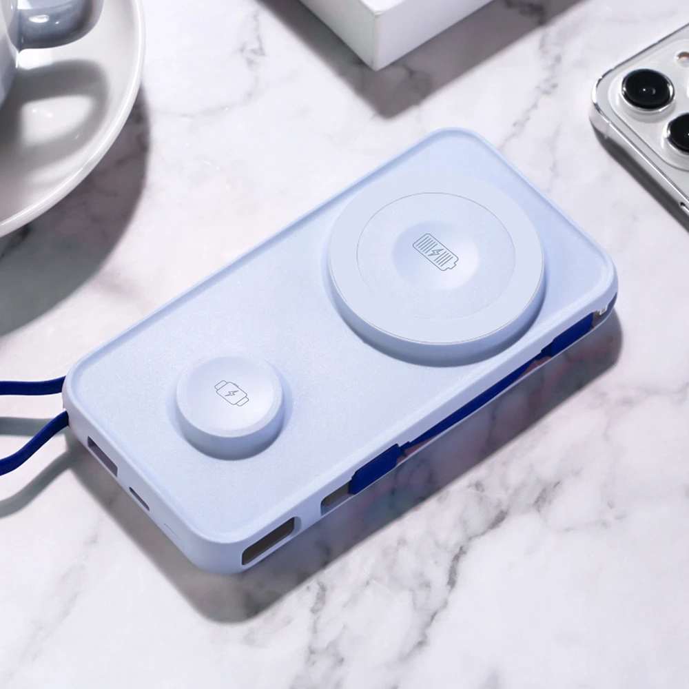 3MK Powerbank PastelUp 10,000mAh 22.5Wz Magsafe + įkrovimas Apple Watch mėlynos spalvos