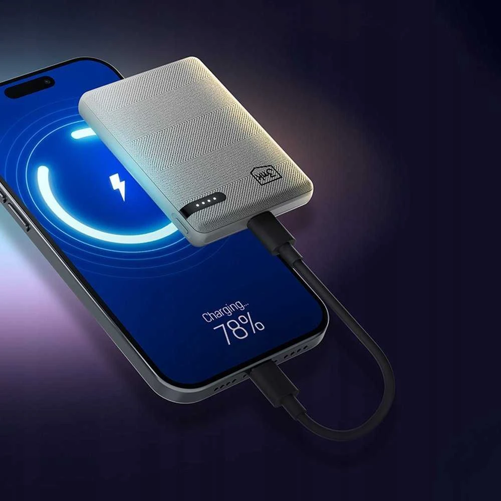 3Mk apsaugos priedai - 3mk kišeninė išorinė baterija 5000 mAh 12 W USB 1C-Pilkas
