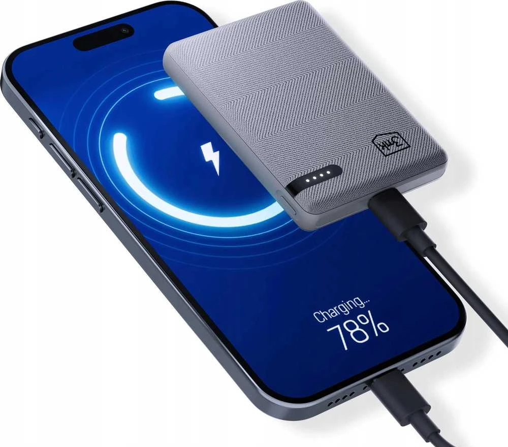 3Mk apsaugos priedai - 3mk kišeninė išorinė baterija 5000 mAh 12 W USB 1C-Pilkas