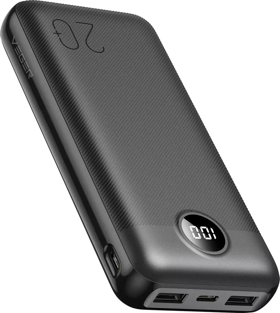 Išorinė baterija POWER BANK VEGER (L20S) 20000mAh (2xUSB; 1xType-C; QC3.0 20W) juoda