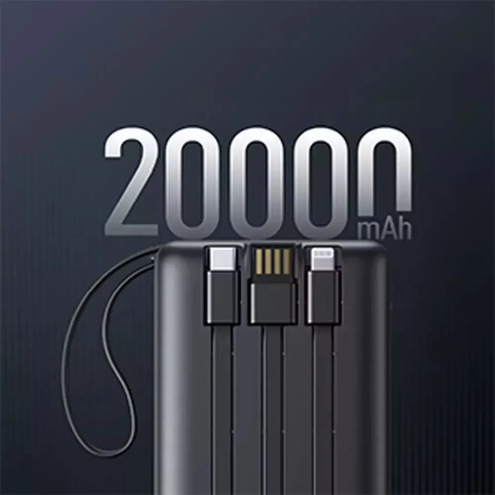 Veger „Weger C20“ (W2047 / W2059) 20000 mAh talpos nešiojamoji baterija su integruotu „Micro-USB“ laidu / C tipo / „Lightning“ juodas