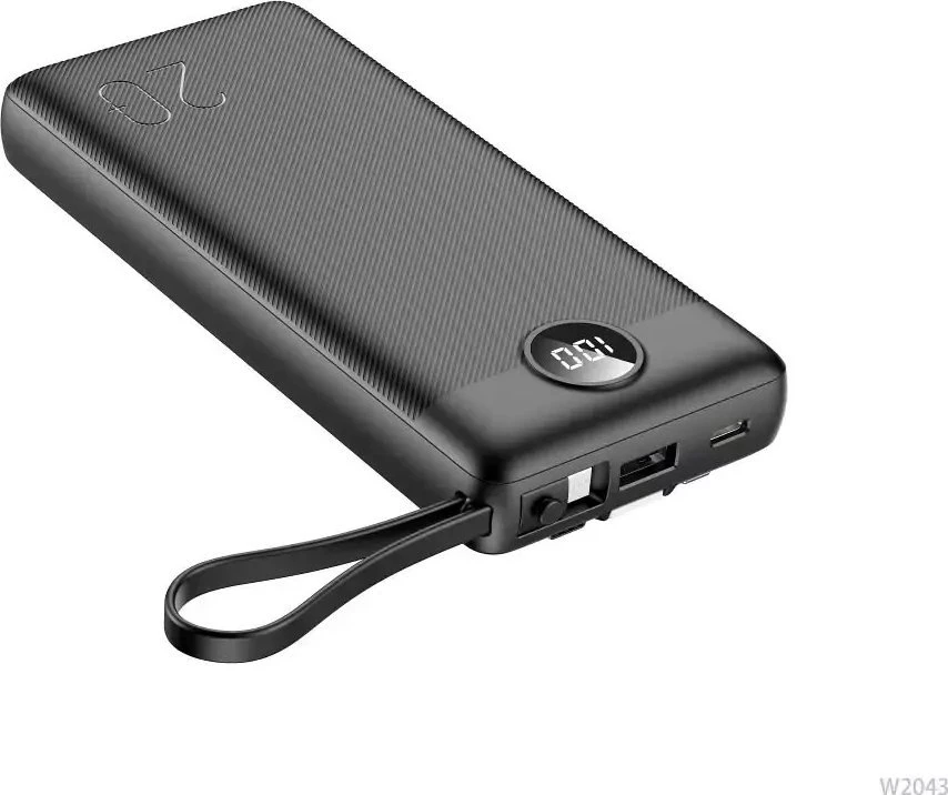 Veger „Weger C20“ (W2047 / W2059) 20000 mAh talpos nešiojamoji baterija su integruotu „Micro-USB“ laidu / C tipo / „Lightning“ juodas
