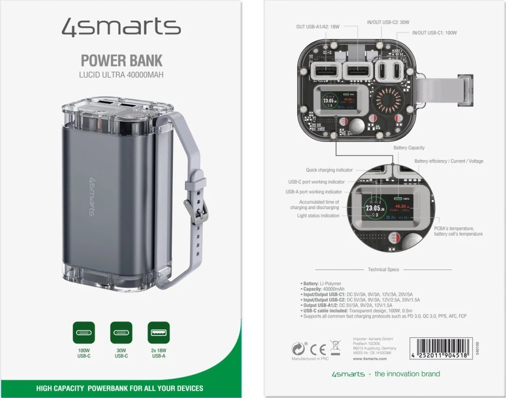 4smarts Lucid Ultra 40000 mAh 100W pilka