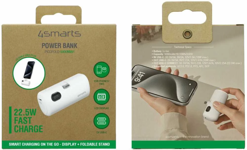 4smarts PicoFold 5000 mAh 22,5 W balta