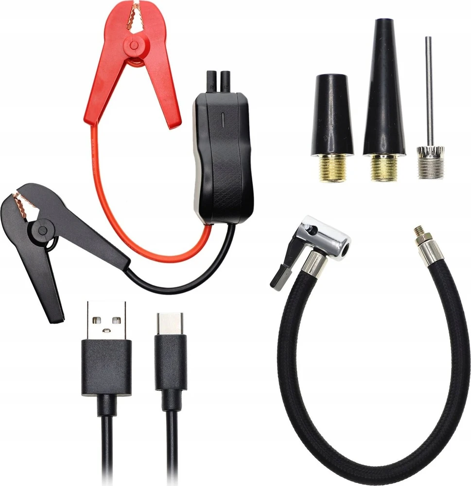 Įkroviklis „4smarts PitStop+“ 8800 mAh su kompresoriumi ir žibintuvėliu, juodos spalvos