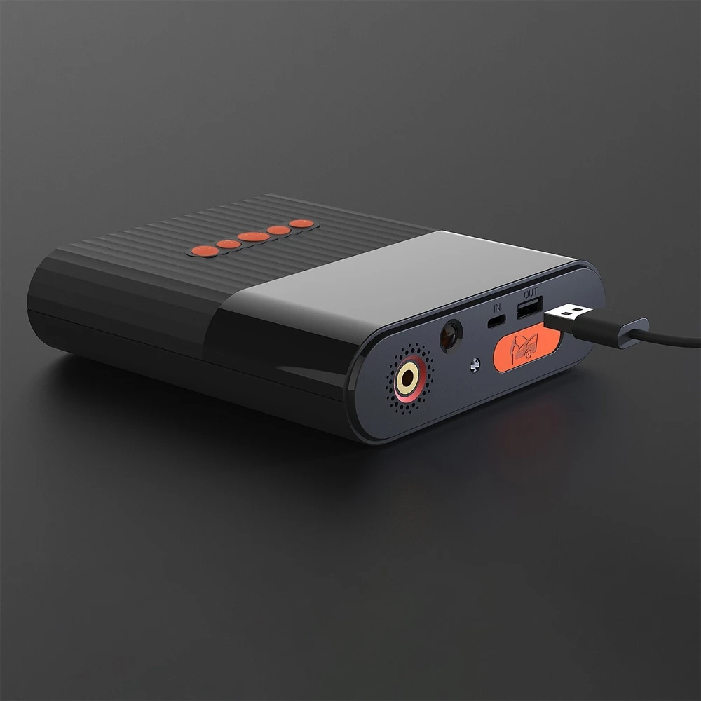Įkroviklis „4smarts PitStop+“ 8800 mAh su kompresoriumi ir žibintuvėliu, juodos spalvos