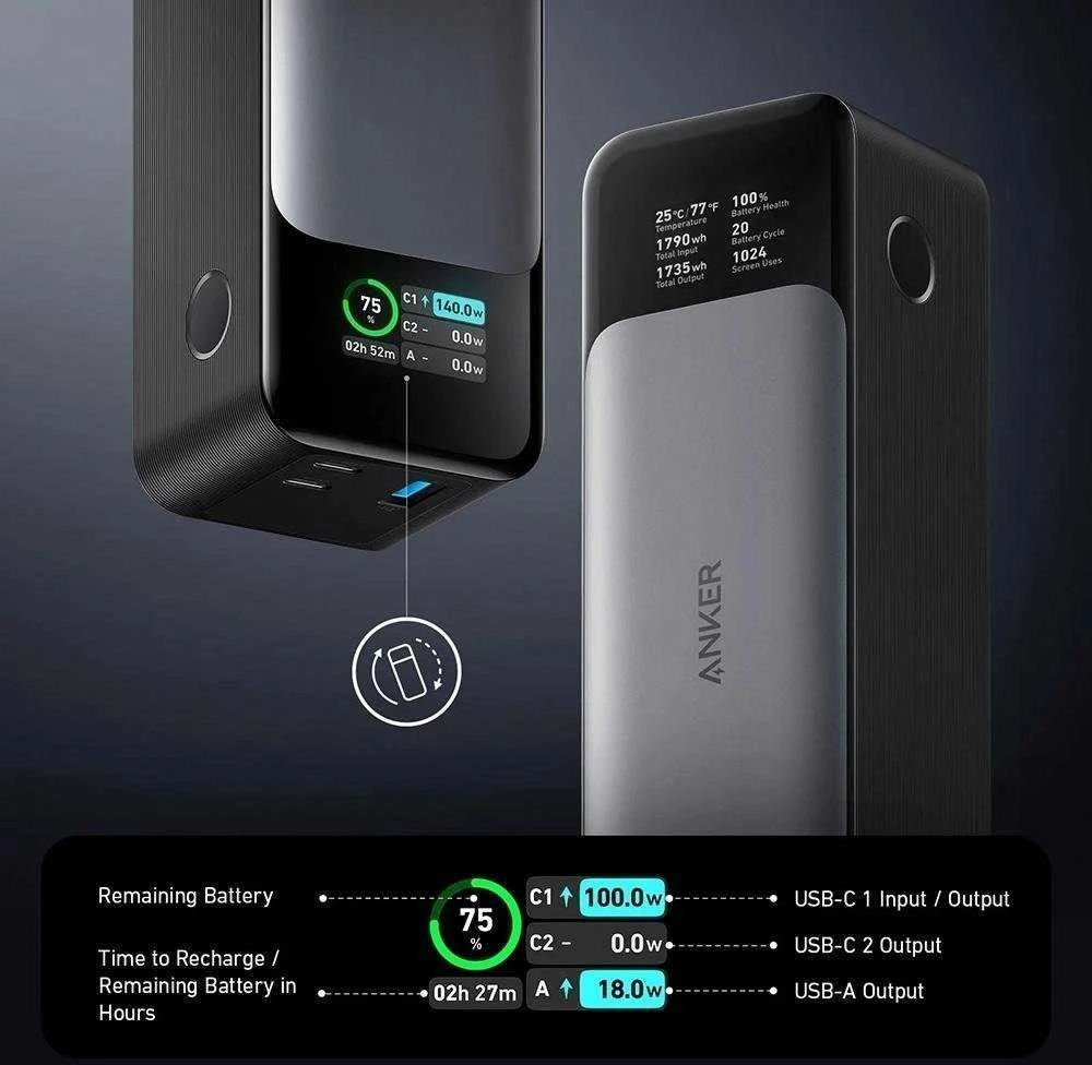 Anker 737 24000 mAh nešiojama baterija (PowerCore 24k) 140 W
