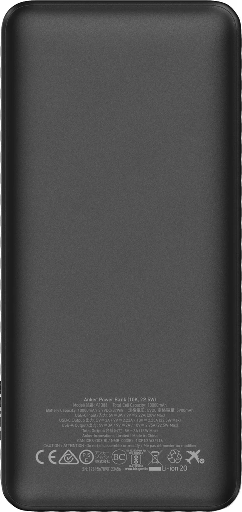 ANR Anker A1388G11 nešiojamasis įkroviklis 10000 mAh Juoda