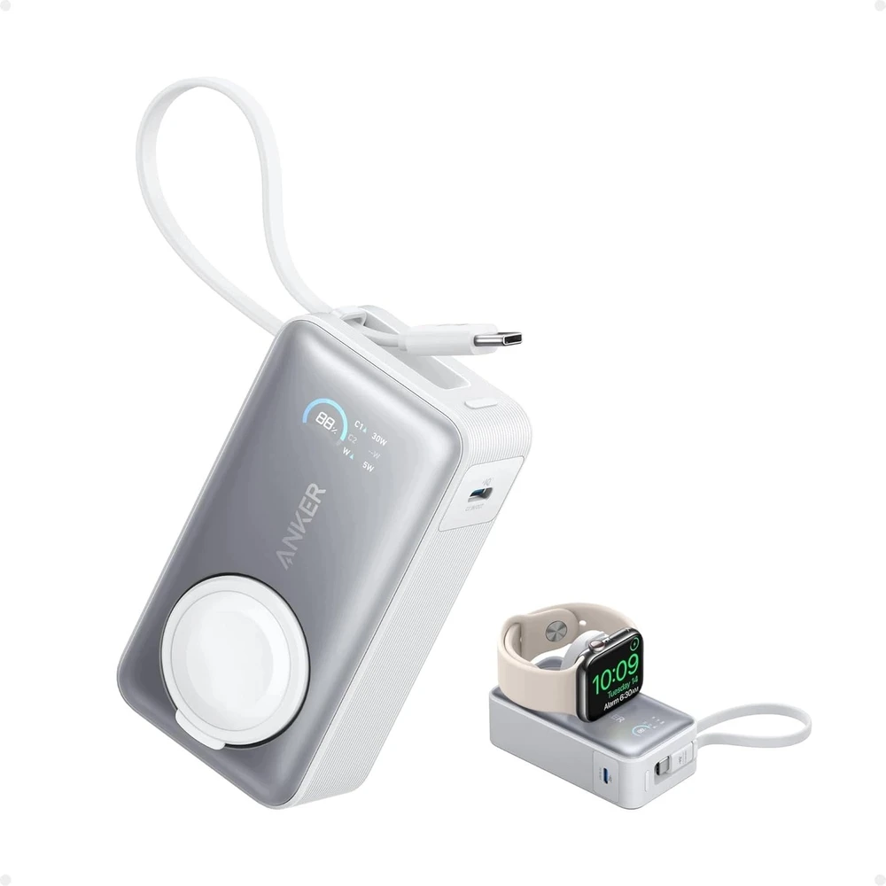 Powerbank Anker MagGo - Powerbank - 10000 mAh - 35 Watt (24 pin USB-C) - balta