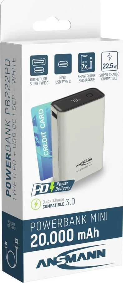 Ansmann PB222PD Ličio polimeras (LiPo) 20000 mAh Balta