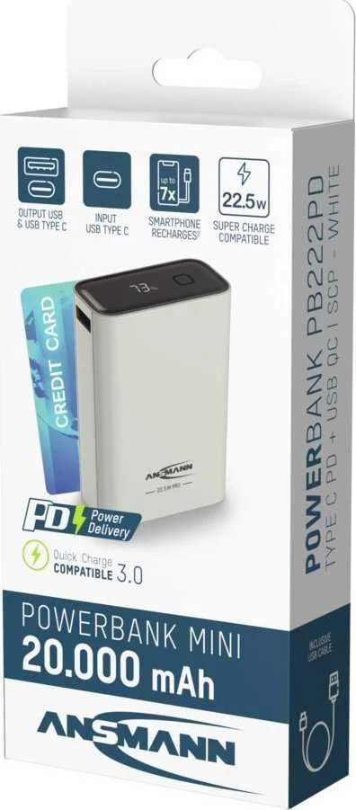 Ansmann PB222PD Ličio polimeras (LiPo) 20000 mAh Balta