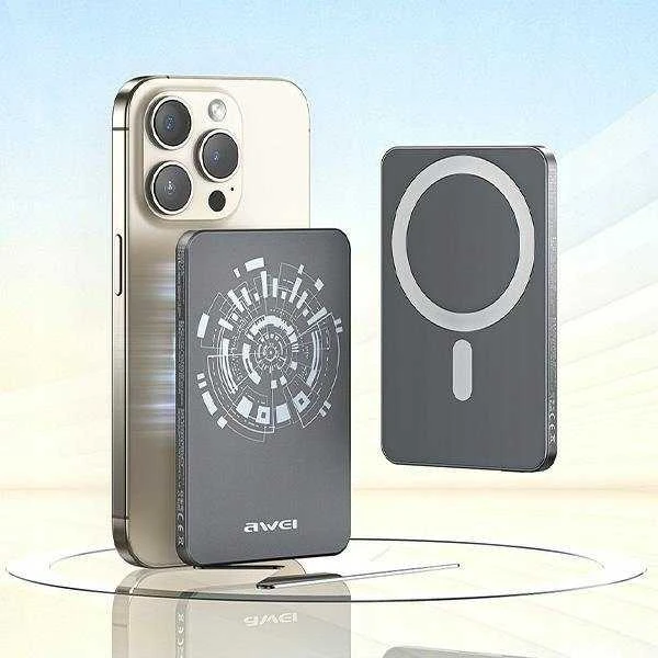 AWEI PowerBank MagSafe P112K 5000mAh pilkos spalvos