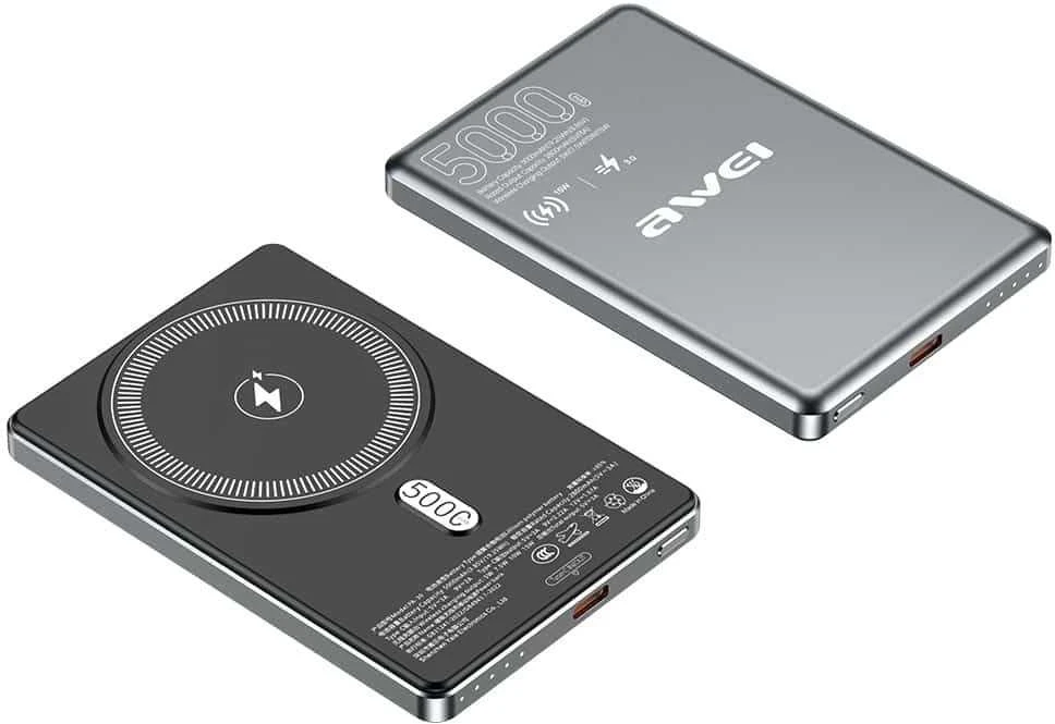 Induction powerbank Awei PA-30 5000mAh MagSafe pilkos spalvos