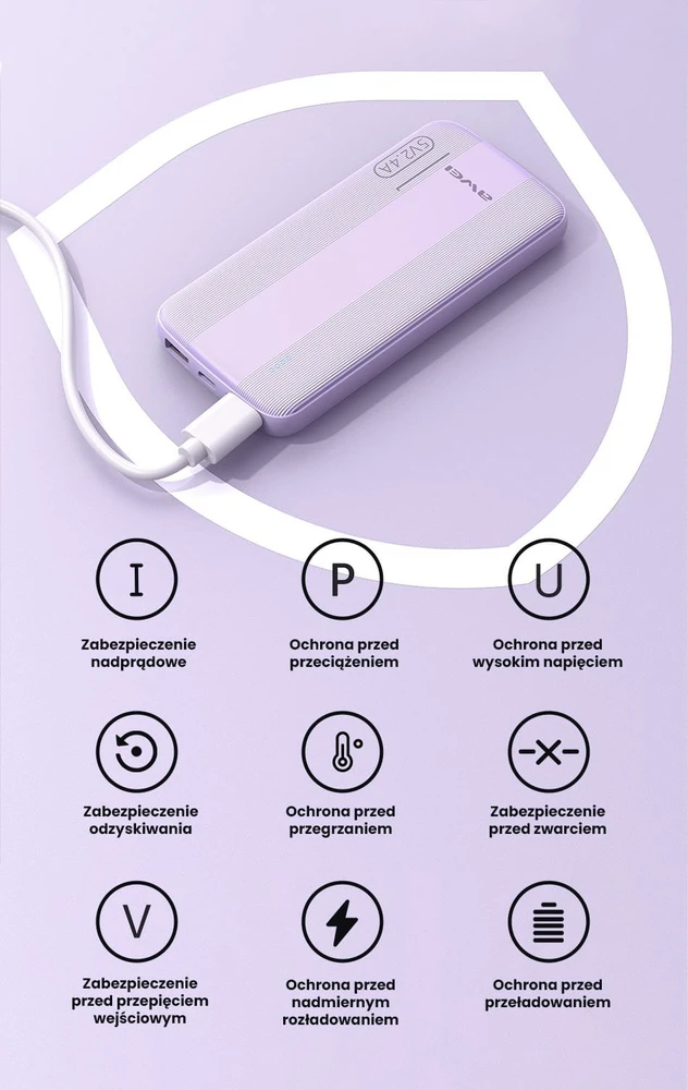 Išorinė baterija Power Bank Awei P20K 5V/2.4A 10000mAh juoda