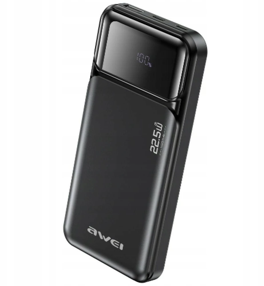 Powerbank Awei PA-90 10000mAh 22,5W PD 2xUSB-C juodos spalvos