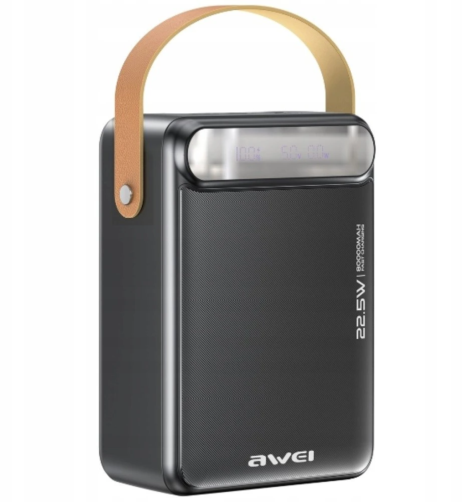 Awei PowerBank P102K 80000 mAh 22,5W PD 2xUSB-C 3xUSB-A juoda