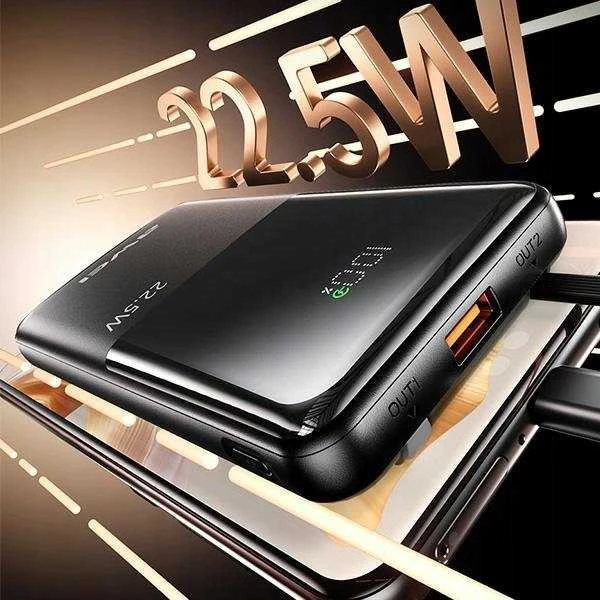 AWEI PowerBank P76K 10000mAh 22.5W juodos spalvos Digital Ekranas