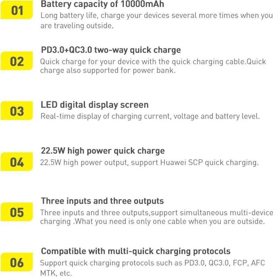 Powerbank Baseus Adaman Metal 10000mAh 2xUSB USB-C Lightning MicroUSB 22.5W – juoda