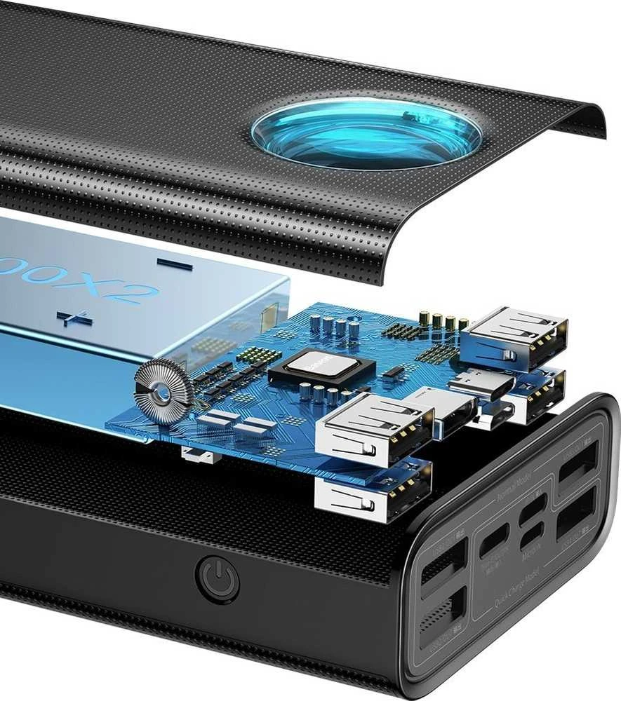 LiPo išorinis akumuliatorius (Powerbank) 30000mAh 65W su PD3.0 QC3.0 4xUSB + USB C Amblight juodas BASEUS