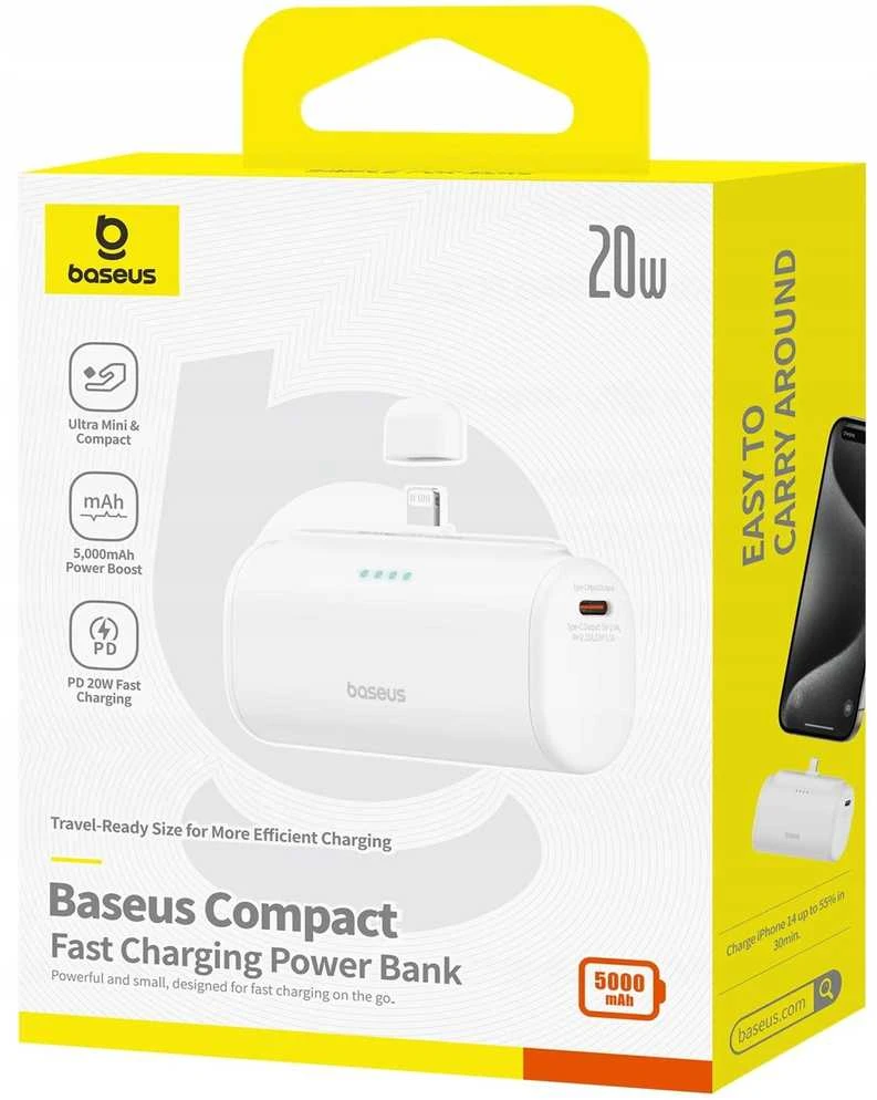 Powerbank OS-Baseus Compact IP 5000mAh 20W (baltas)