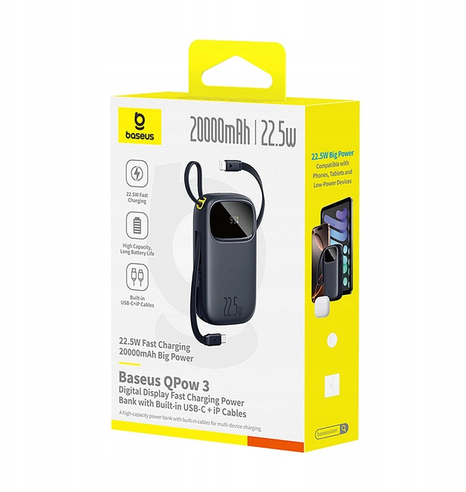 Baseus EnerFill FC31 20000 mAh USB-C Lightning 22.5W juoda