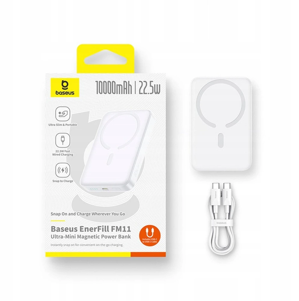 Baseus EnerFill FM11 Ultra-Mini MagSafe 10000 mAh 22.5W balta