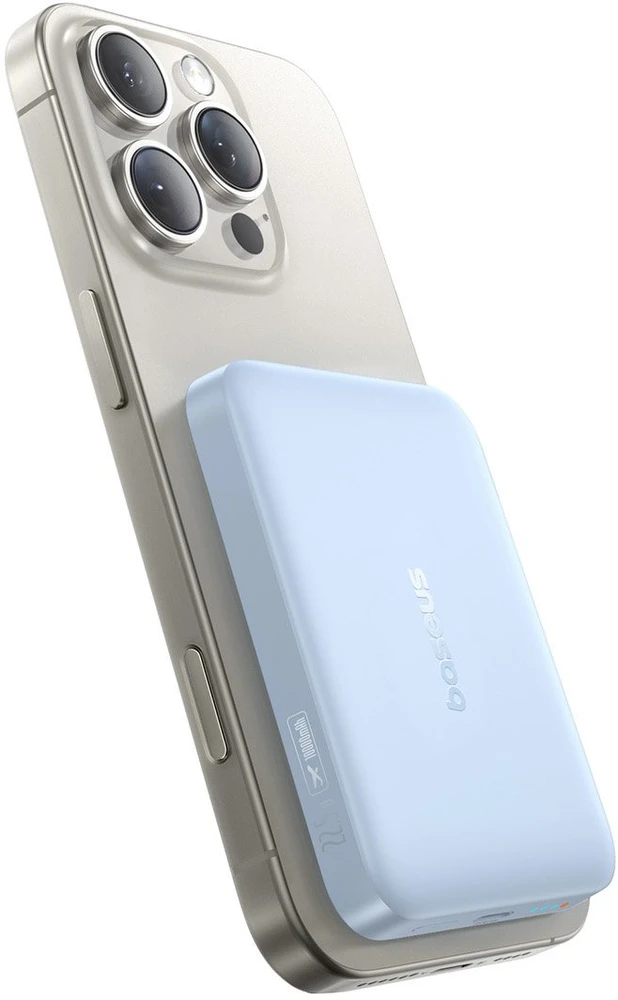 „Baseus“ indukcinė išorinė baterija 10000mAh 22,5W „MagSafe“ su USB-C laidu 20V/3A 0,3m - mėlyna