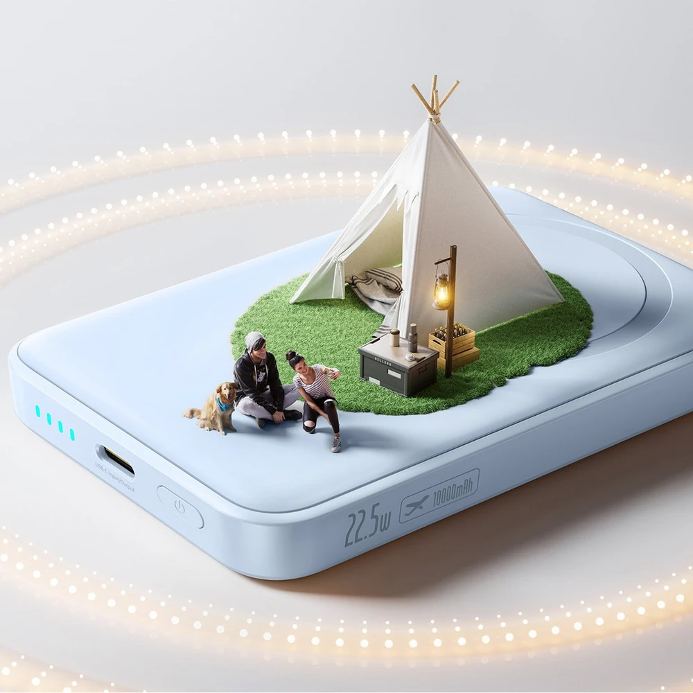 „Baseus“ indukcinė išorinė baterija 10000mAh 22,5W „MagSafe“ su USB-C laidu 20V/3A 0,3m - mėlyna
