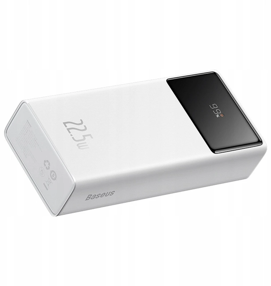 Baseus EnerFill FP41 30000mAh 22.5W Powerbank su Baseus Simple USB-A – USB-C 3A 30cm Kabelis – baltos spalvos