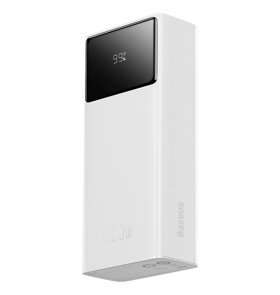 Baseus EnerFill FP41 30000mAh 22.5W Powerbank su Baseus Simple USB-A – USB-C 3A 30cm Kabelis – baltos spalvos