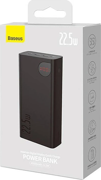 Greitas įkrovimas Power Bank Baseus Adaman, 40000mAh 22.5W (juodas)