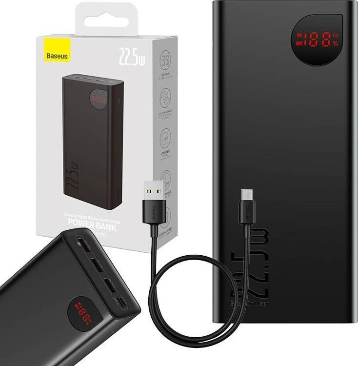 Greitas įkrovimas Power Bank Baseus Adaman, 40000mAh 22.5W (juodas)