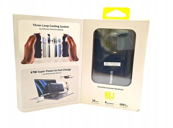 LiPo išorinis akumuliatorius (PowerBank) 20000mAh 67W su sutraukiamu kabeliu EnerCore CR11 BASEUS