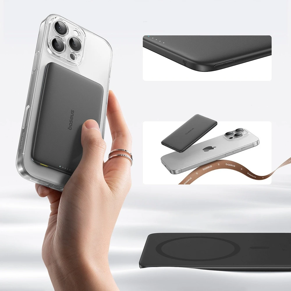 Baseus PicoGo AM41 ultra-slim magnetic 5000 mAh 20W juoda