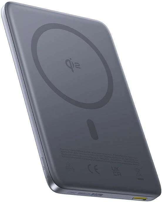 Powerbank Baseus PicoGo AM41 Ultra-Slim 10000mAh 27W Qi2 suderinamas su MagSafe su juodu USB-C kabeliu pintu 30cm - pilkas