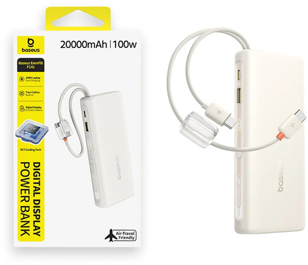 Baseus EnerFill FC41 20000 mAh USB-C 100W smėlio spalva