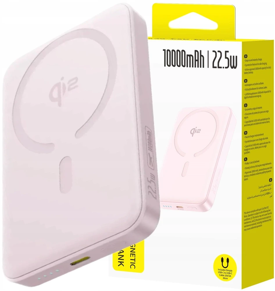 Baseus EnerFill FM12 magnetinis išorinis akumuliatorius 22.5W 10000mAh švelniai rožinis